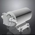 White Industrial Pump With Cylindrical Body Base Bracket And Side Connector