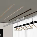 Modern Ceiling Lighting Design With Linear LED Strips Pendant Lights And Vertical Blinds 3d model