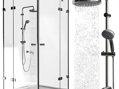 Modern Shower Sauna Interior Design With Glass Enclosure And Shower Fixtures 3d model