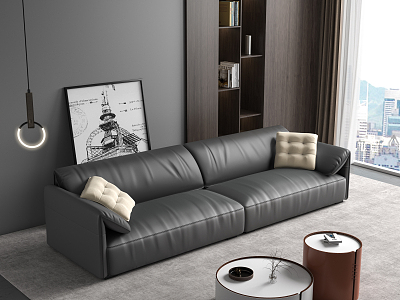 Leather sofa Modern double sofa model