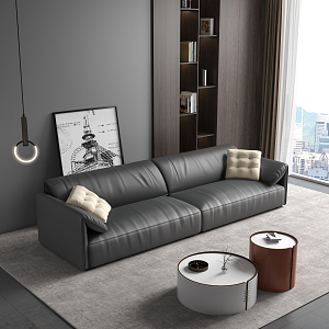 Leather sofa Modern double sofa 3d model