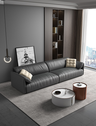 Leather sofa Modern double sofa 3d model