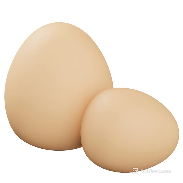Two Fresh Light Brown Chicken Eggs With Smooth Natural Surface 3d model 