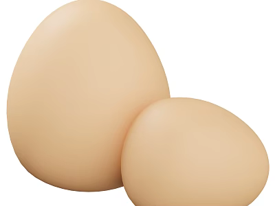 Two Fresh Light Brown Chicken Eggs With Smooth Natural Surface 3d model