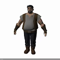 Cartoon Style Man With Gray Vest White Shirt Dark Pants Brown Boots And Arm Bracers