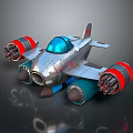 Futuristic Passenger Aircraft With Silver Body Blue Cockpit And Red Engines