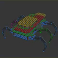 Mechanical Crab Structure With Layered Perforated Platform And Articulated Mechanical Legs 3d model