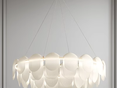 Modern White Chandelier With Circular Petal Design For Home Interior Decor 3d model