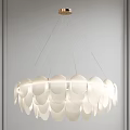 Modern White Chandelier With Circular Petal Design For Home Interior Decor