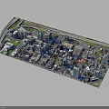 Aerial View of Modern City with Skyscrapers and Urban Street Layout
