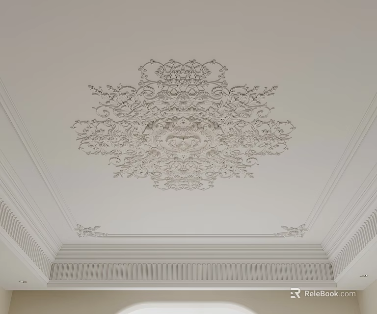 Ornate Ceiling Decorative Component With Intricate Classical Patterns And Elegant Molding 3d model
