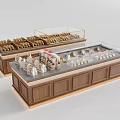 Wooden Glass Display Shelves For Bakery Shop With Bread And Pastries
