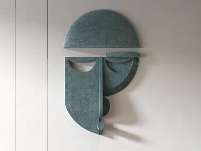 Modern Abstract Green Fabric Wall Decor With Geometric Shapes Mounted On Wall 3d model