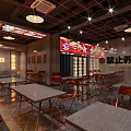 Hot Pot Restaurant Interior For Friends Gathering With Fresh Ingredients And Cartoon Murals