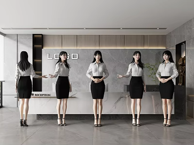Modern Front Desk Suit Beauty Figure Front Desk Beauty 3d model