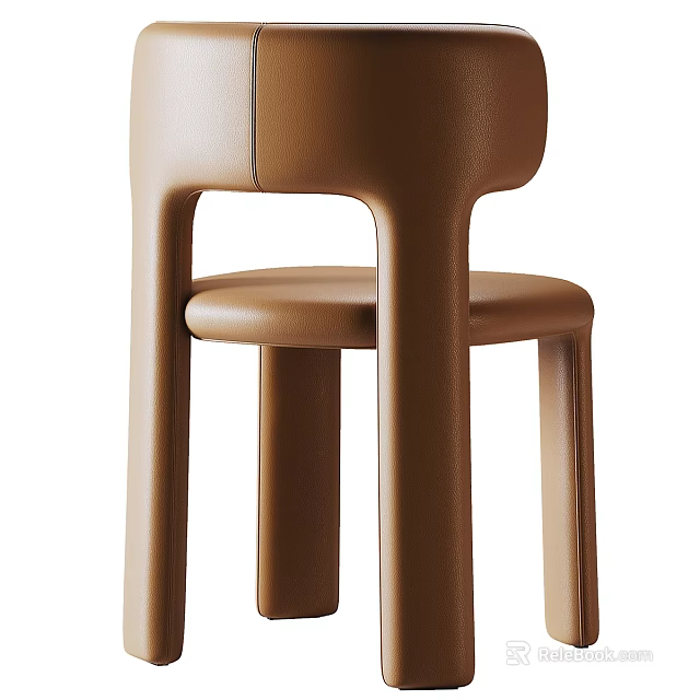 Modern Minimalist Brown Single Chair With Sleek Lines And Smooth Surface Design 3d model 