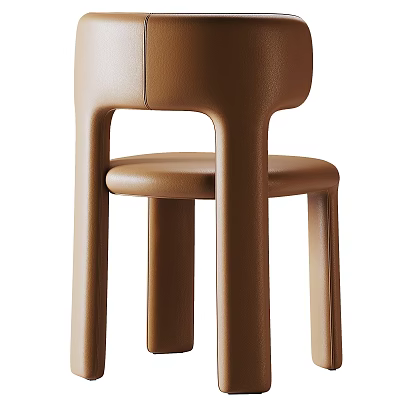 Modern Minimalist Brown Single Chair With Sleek Lines And Smooth Surface Design 3d model