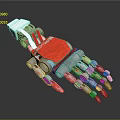 Robotic Arm Mechanical Structure With Metal Joints And Red Silver Components