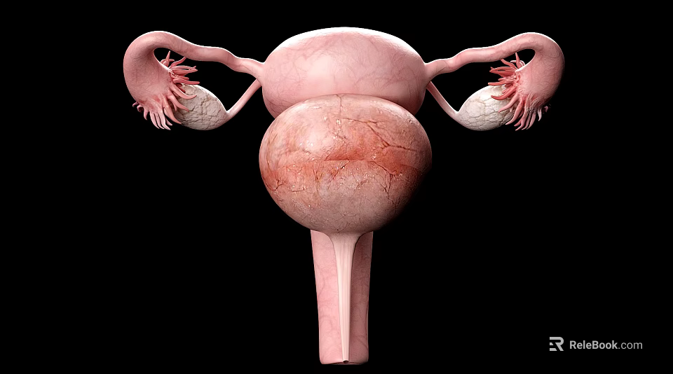 Pelvic Organs Anatomical Structure 3D Medical Illustration With Uterus Ovaries And Fallopian Tubes 3d model 