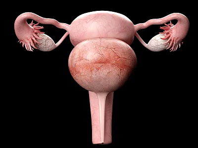 Pelvic Organs Anatomical Structure 3D Medical Illustration With Uterus Ovaries And Fallopian Tubes 3d model