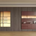 Modern Dining Room Sideboard With Wooden Finish Glass Doors LED Lighting And Storage Cabinets