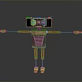 Vintage Game and Movie Character With Radio Head Circular Speakers Mechanical Arms