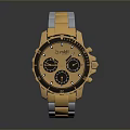 Fashionable Modern Watch With White Dial Gold Silver Stainless Steel Band And Blue Subdials