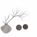 Dark Glossy Unique Shaped Vase With Decorative Dry Branches For Home Decor
