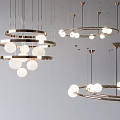 Elegant Modern Minimalist Chandeliers With Metallic Rings And White Spherical Bulbs