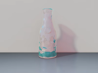 Transparent Glass Vase With Pink And Green Floral Patterns For Home Decor 3d model