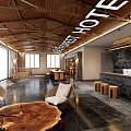 Forest Hotel Lobby Interior Design With Wooden Ceiling And Comfortable Seating Area