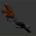 Red 3D Rendered Weapons Featuring Long Rifle And Dual Pistols On Gray Background