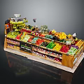 Fresh Colorful Fruits and Vegetables on Wooden Market Stall with Assorted Berries Pineapples and Greens