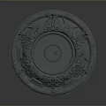 Classical Decorative Ceiling Medallion With Intricate Carved Patterns And Central Circle 3d model