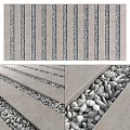 Elegant Garden Decor Design With Gray Concrete Strips And White Pebbles