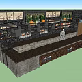 Modern Restaurant Interior Featuring Bar Counter Shelves And Green Plant Displays