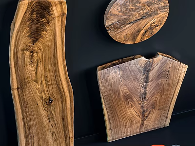 Wooden Wall Decor with Natural Walnut Grain and Various Shapes for Home 3d model
