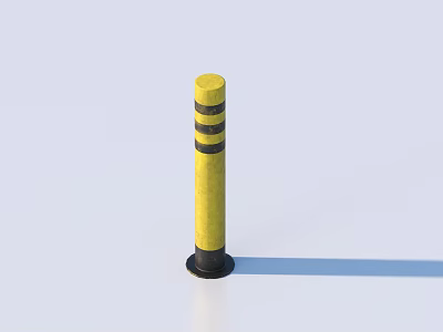 Road Safety Bollard With Yellow Body And Black Stripes For Traffic Control 3d model