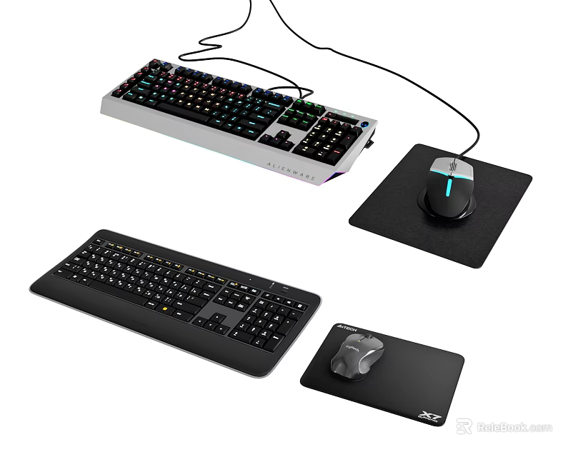 PC Peripherals Featuring RGB Mechanical Keyboard Regular Keyboard Mice And Mouse Pads 3d model 