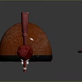 Traditional Red Musical Apparatus Featuring Round Resonant Box And Slender Rod