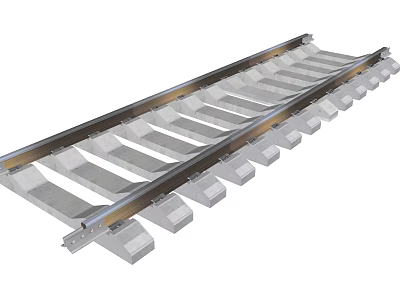 Modern Train Railway Track Structure With Metal Rails And Concrete Sleepers 3d model