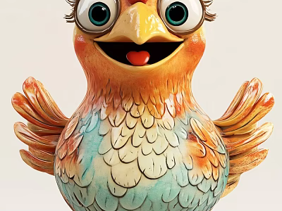 Colorful Bird Figurine Decorative Ornament Set Home Decor Cute Design Vibrant Feather Open Wings 3d model