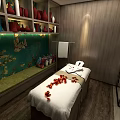 Luxurious SPA Sauna Room with Massage Table Wooden Walls and Glass Partition Bathtub