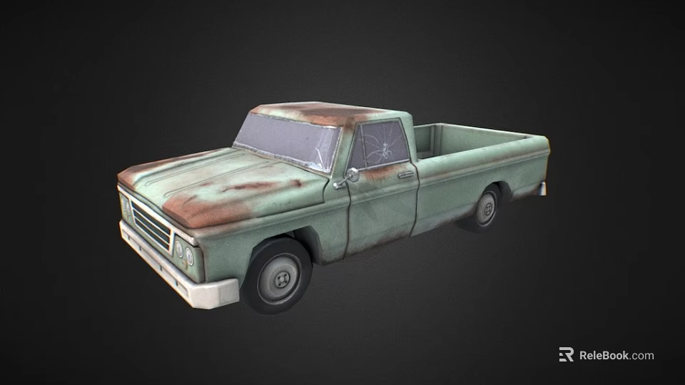 Vintage Rusted Light Green Old Truck With Classic Weathered Exterior 3d model 