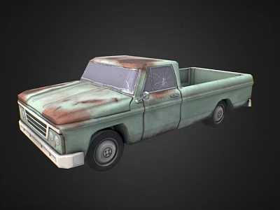 Vintage Rusted Light Green Old Truck With Classic Weathered Exterior 3d model