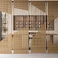 Modern partition metal rattan screen partition 3d model