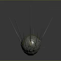 Detailed Spherical 3D Equipment Model With Metal Rods Mechanical Structure And Transparent Surface