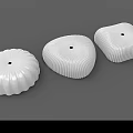White Pleated Decorative Objects In Various Shapes With Central Hole Design 3d model
