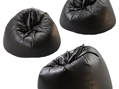Black Leather Bean Bag Chair Set Of Three Stylish Comfortable Modern Design 3d model