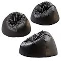 Black Leather Bean Bag Chair Set Of Three Stylish Comfortable Modern Design